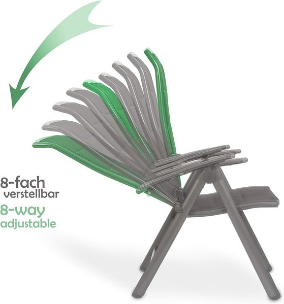 Gartenstuhl Milano - Hochlehner Stuhl klappbar - 8-Fach verst. Rückenlehne - Aluminium - Wetterfest Bild 5