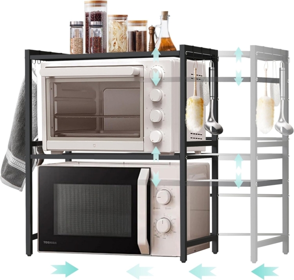 DanDiBo Verstellbares Mikrowellenregal 3 Stufig 40-64 cm Mikrowellen Regal 96614 Stehend Mikrowellenständer Küchenregal Bild 1