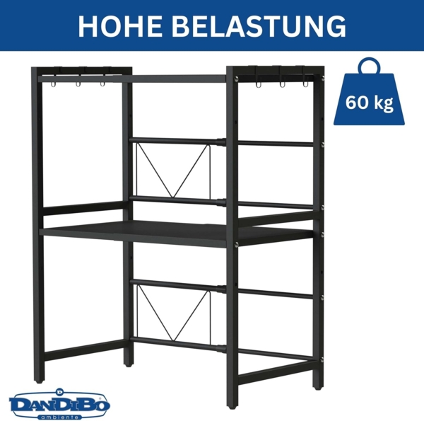 DanDiBo Verstellbares Mikrowellenregal 3 Stufig 40-64 cm Mikrowellen Regal 96614 Stehend Mikrowellenständer Küchenregal Bild 4