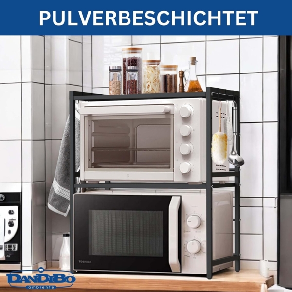 DanDiBo Verstellbares Mikrowellenregal 3 Stufig 40-64 cm Mikrowellen Regal 96614 Stehend Mikrowellenständer Küchenregal Bild 6