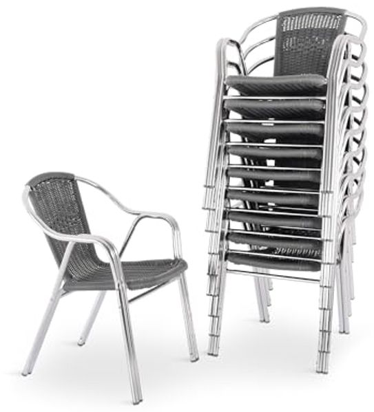 Raburg Bistrostuhl Outdoor-Stapelstuhl mit Armlehnen, Polyrattan, Alugestell, Vita (Set, 10 St), hochwertiges Doppelrohr-Aluminium-Gestell, bis 150 kg