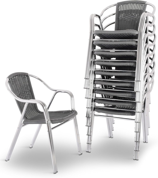 Raburg Bistrostuhl Outdoor-Stapelstuhl mit Armlehnen, Polyrattan, Alugestell, Vita (Set, 10 St), hochwertiges Doppelrohr-Aluminium-Gestell, bis 150 kg