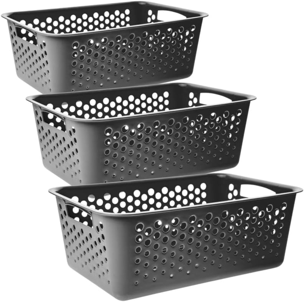 Centi Aufbewahrungskorb 3er Set Aufbewahrungskorb mit Löchern (3er Set), für Küche, Bad und Büro