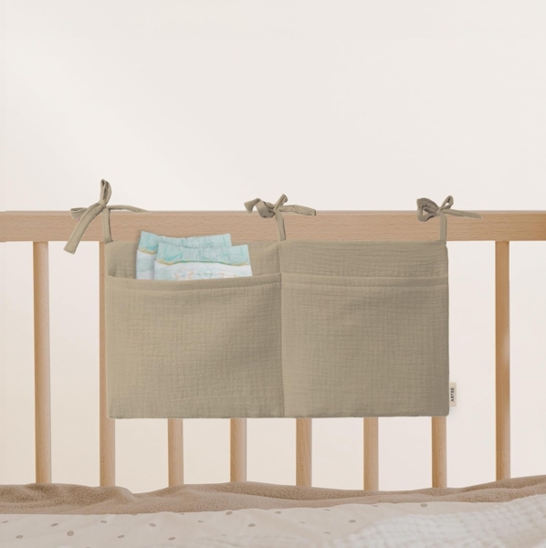 Artee Bettnestchen Babybett Organizer Taschen Aufbewahrung aus Musselin
