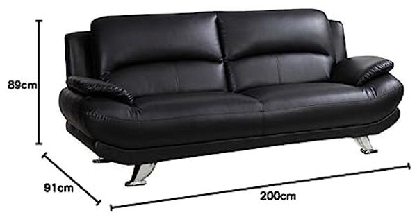 Vente-unique - MUSKO Couchgarnitur Kunstleder Schwarz - B 91 cm x H 89 cm x L 150 cm200 cm Bild 3