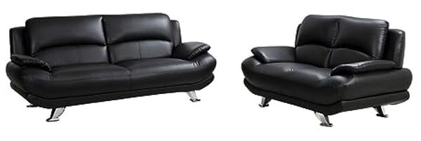 Vente-unique - MUSKO Couchgarnitur Kunstleder Schwarz - B 91 cm x H 89 cm x L 150 cm200 cm