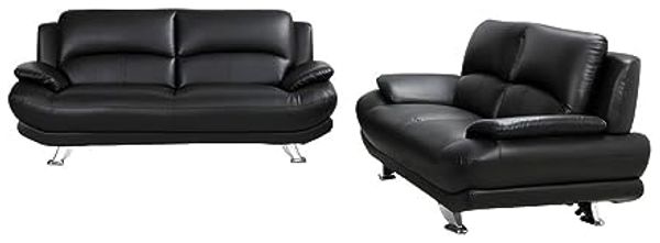 Vente-unique - MUSKO Couchgarnitur Kunstleder Schwarz - B 91 cm x H 89 cm x L 150 cm200 cm Bild 4