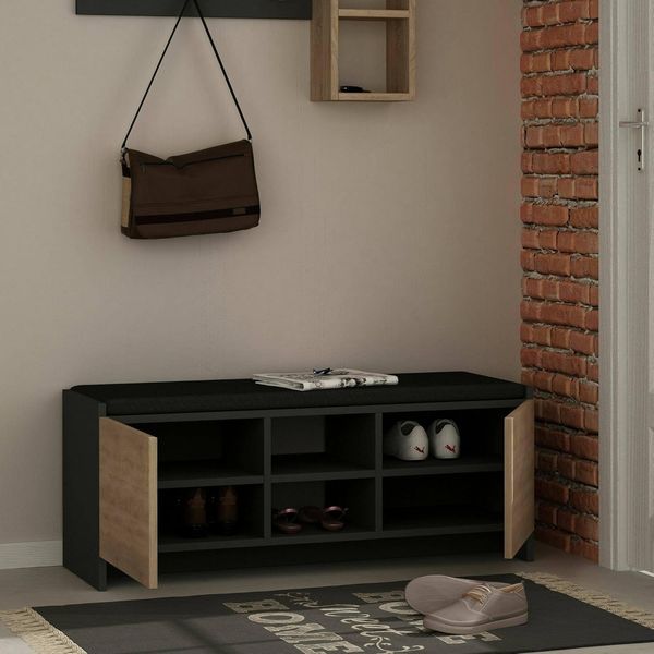 Dmora - Schuhschrank Algedi, Schuhregal, Mehrzweck-Eingangsgarderobe, Möbel für Schuhe, 110x37h43 cm, Anthrazit und Eiche