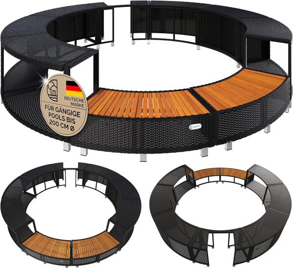 Casaria Pool, Whirlpool Verkleidung Polyrattan Innen Ø 206 cm Einstieg aus