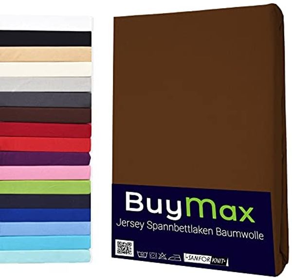 Buymax® Spannbettlaken 100x200 cm Baumwolle 100% Spannbetttuch Bettlaken Jersey, Matratzenhöhe bis 25 cm, Farbe Schokobraun