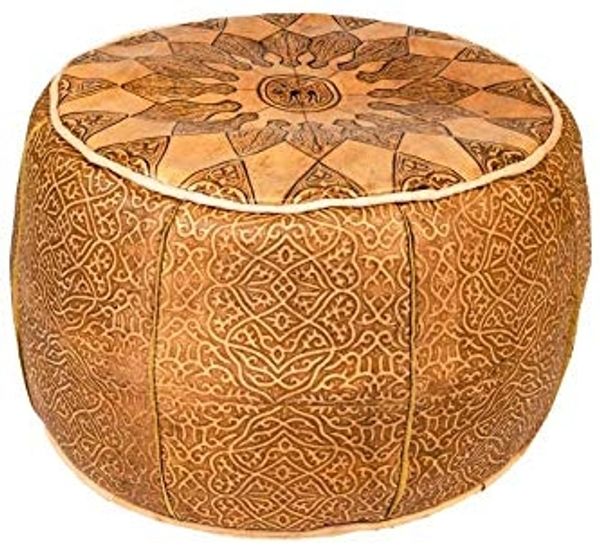 Marrakesch Orient & Mediterran Interior Pouf Orientalisches Sitzkissen Pouf aus Leder Balsam - 40cm (1-St), Handarbeit