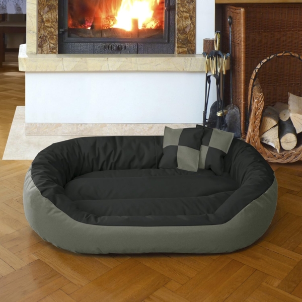 BedDog® Hundebett SUNNY 4in1 oder einfarbig, großes Hundekörbchen aus Cordura, waschbares Hundebett mit Rand, Hundekissen oval-rund, L-XXXL 3XL, ROCK-FLOW (grau/anthrazit) Bild 8