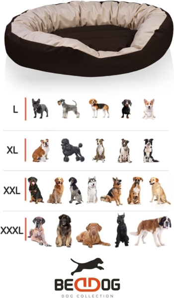 BedDog® Hundebett SUNNY 4in1 oder einfarbig, großes Hundekörbchen aus Cordura, waschbares Hundebett mit Rand, Hundekissen oval-rund, L-XXXL 3XL, ROCK-FLOW (grau/anthrazit) Bild 3