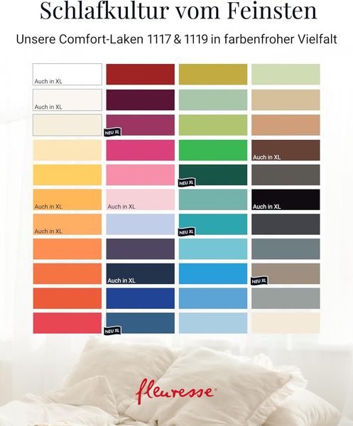 fleuresse 1119 XXL Jersey Stretch Spannbetttuch (96 Prozent Baumwolle, 4 Prozent Elasthan), mit Rumdumgummizug, Ökotex 100, für Matratzen bis 40 cm Höhe, 180x200 - 200x220 cm, weiß Bild 7