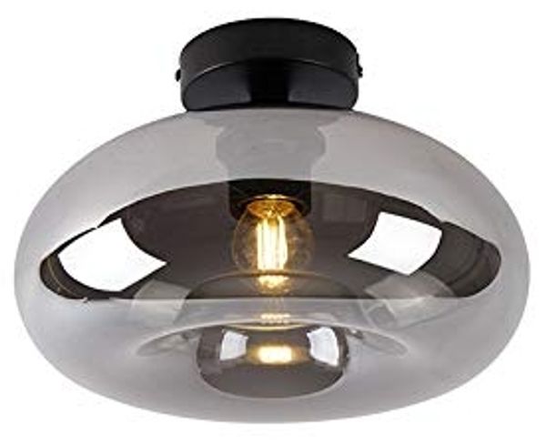 Qazqa Deckenleuchte Busa, ohne Leuchtmittel, Warmweiß, QAZQA Deckenleuchte, e27, Schwarz, Glas, Art Deco