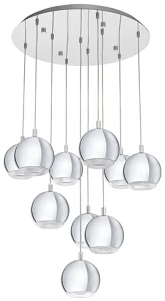 Eglo 95914 Hängeleuchte Conessa in chrom und klar 10X3W H:170 Ø58cm