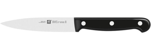 ZWILLING Twin Chef Spick-/Garniermesser, Klingenlänge: 10 cm, Kleines Klingenblatt, Rostfreier Spezialstahl/Kunststoff-Griff im Nietendesign, Schwarz