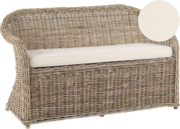 Gartenbank mit Auflage SUSUA 141 cm Rattan Naturfarben