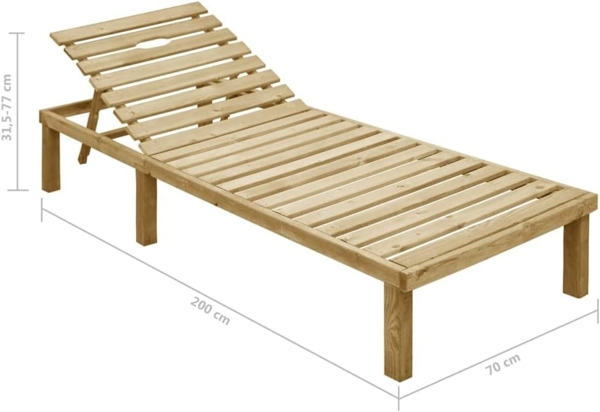 vidaXL Sonnenliege mit Beiger Auflage Imprägniertes Kiefernholz 3065822 Bild 2