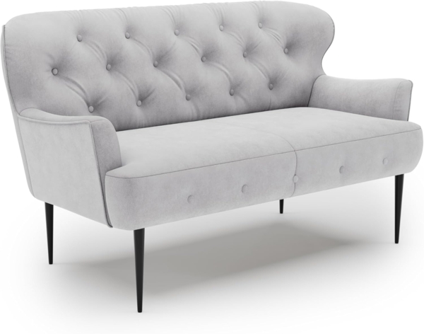 CAVADORE 2-Sitzer Küchensofa Amba, Trendige Sitzbank für Küche oder Esszimmer / 153 x 97 x 87 / Flachgewebe: Hellgrau