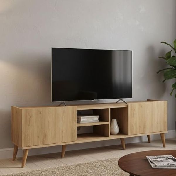 Dmora TV-Schrank Jocasta 180 x 34 x 52 cm Braun mit 3 Fächern