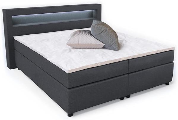 Design Boxspringbett 180x200 cm H2 LED Doppelbett Hotelbett Ehebett anthrazit