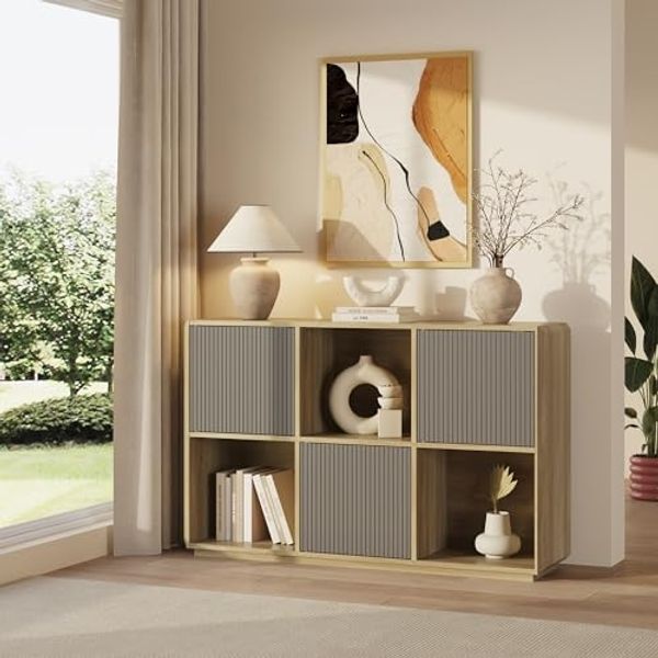 Sideboard Trömi 75 x 120 x 30 cm Eicheoptik/Grau [en. casa]