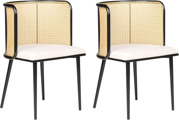 Esszimmerstuhl 2er Set KOBUK Metall Heller Holzfarbton-Schwarz