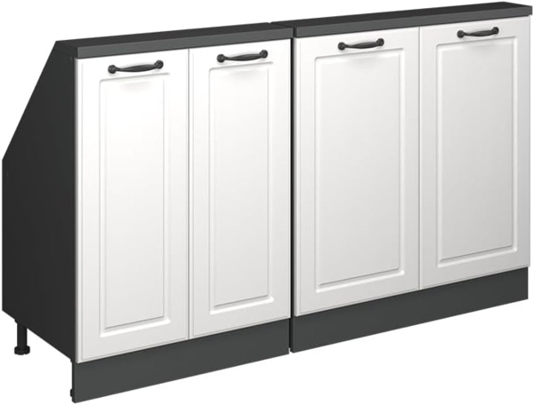 Küchenschrank für Dachschrägen R-Line Weiß Landhaus 140 cm 2er Set Vicco