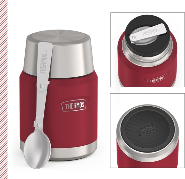 THERMOS Thermobehälter ICON FOOD JAR, Thermobehälter für Essen, spülmaschinenfest, Edelstahl, Kunststoff, Silikon, (1-tlg), 0,47l, 10h heiß & 24h kalt, dicht & auslaufsicher, mit Löffel Bild 2