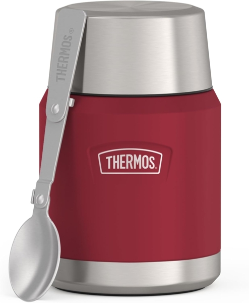 THERMOS Thermobehälter ICON FOOD JAR, Thermobehälter für Essen, spülmaschinenfest, Edelstahl, Kunststoff, Silikon, (1-tlg), 0,47l, 10h heiß & 24h kalt, dicht & auslaufsicher, mit Löffel Bild 1