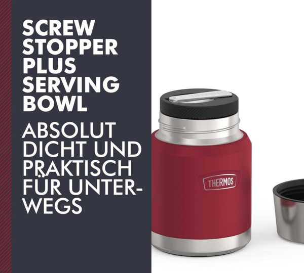 THERMOS Thermobehälter ICON FOOD JAR, Thermobehälter für Essen, spülmaschinenfest, Edelstahl, Kunststoff, Silikon, (1-tlg), 0,47l, 10h heiß & 24h kalt, dicht & auslaufsicher, mit Löffel Bild 4