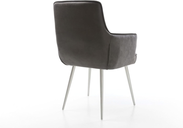 Esszimmerstuhl Heira-Flex mit Armlehnen Mikrofaser Anthrazit Vintage 4-Fuß konisch Edelstahl Taschenfederkern Bild 7