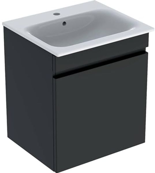 Geberit Renova Plan Set mit Waschtisch u. Unterschrank ,1 Schublade, 60 x 62,2 x 48 cm, 501915, Farbe: Waschtisch: Weiß, Front/Korpus: lava / lackiert matt - 501.915. JK. 1
