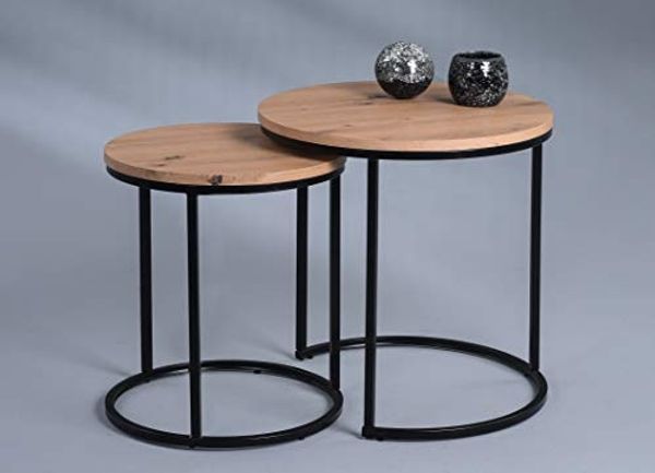 M2 Kollektion Denver Couchtisch/Kaffeetisch, Holzwerkstoff, braun, H1=47cm, D1=40cm, H2=52cm, D2=50cm