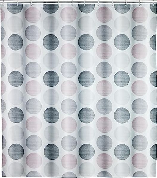 WENKO PASTELL Duschvorhang 180 x 200 cm, Weiß/Grau