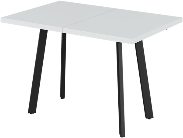 Esstisch Tisko Weiß/Schwarz 160 x 80 cm mit erweitbarer Tischplatte Vicco