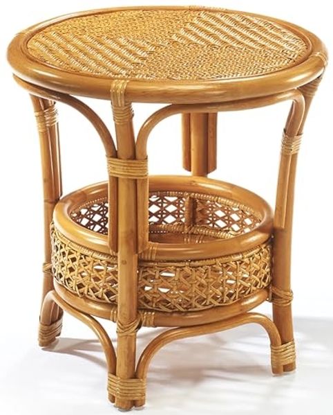 Kobolo Beistelltisch Tisch Ablagetisch NIMES aus Rattan (mit Ablagekorb, 1-St)