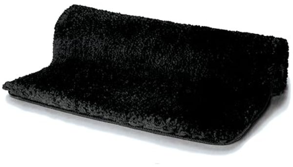 Spirella Badteppich Badematte Duschvorleger Mikrofaser Hochflor | flauschig | rutschhemmend | geeignet für Fußbodenheizung | 60x90 cm | Schwarz