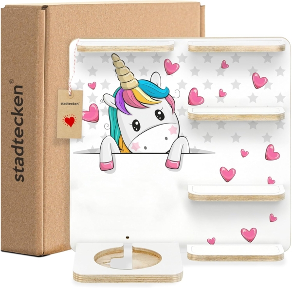 stadtecken Holzregal für Musikbox – Passend für Toniebox & ca. 40 Tonies | Perfekte Aufbewahrung fürs Kinderzimmer | Zum Aufhängen | Erweiterbar (Pony Buddy) Bild 3