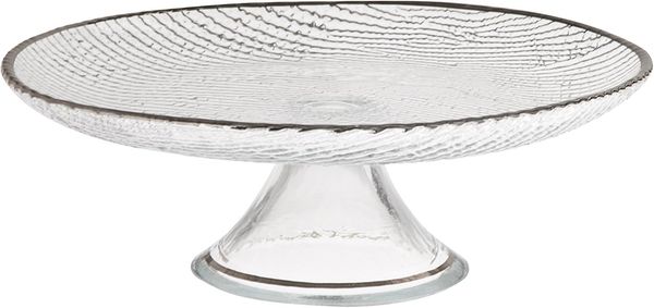 Excelsa Platinum Etagere Tortenplatte, Glas, transparent-Rand Silber, 28 x 28 x 26 cm