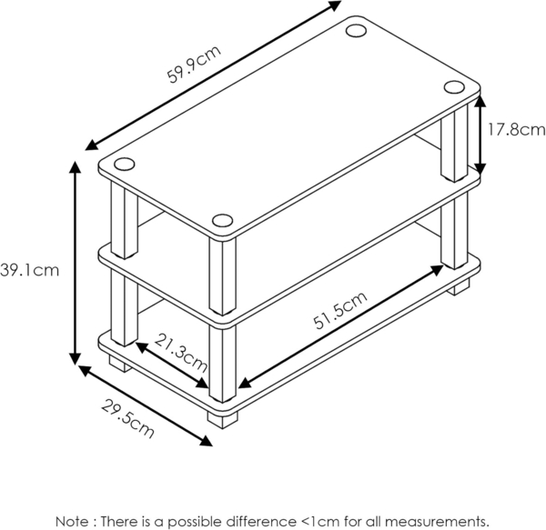 Furinno Regal, Schuhregal mit 3 Ebenen, Helle Kirsche/Schwarz, 29. 46x29. 46x39. 12 cm Bild 2