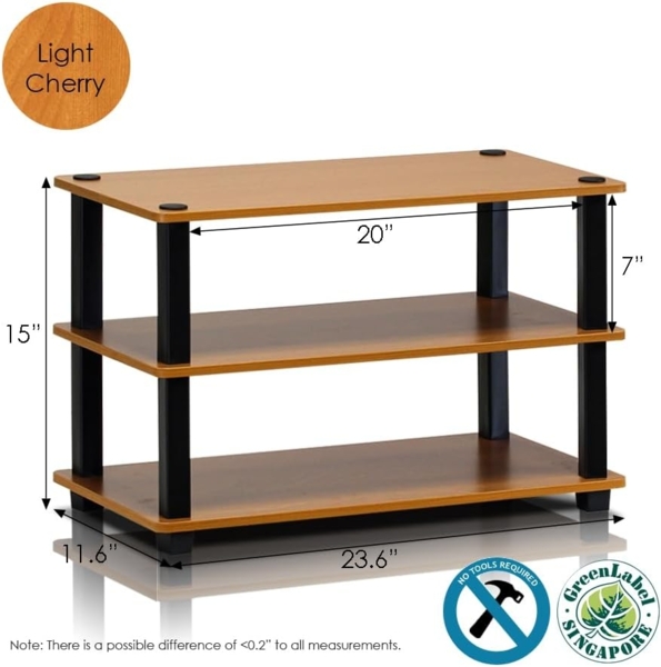 Furinno Regal, Schuhregal mit 3 Ebenen, Helle Kirsche/Schwarz, 29. 46x29. 46x39. 12 cm Bild 4