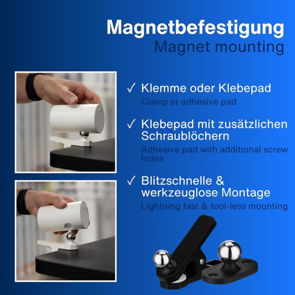 REV LED Wandleuchte innen SPARSET - 3x Wandlampe mit Akku, 120lm, dimmbar, 360° drehbar, kabellose Leselampe - ideal für Flur, Schlaf- & Wohnzimmer, schwarz Bild 4