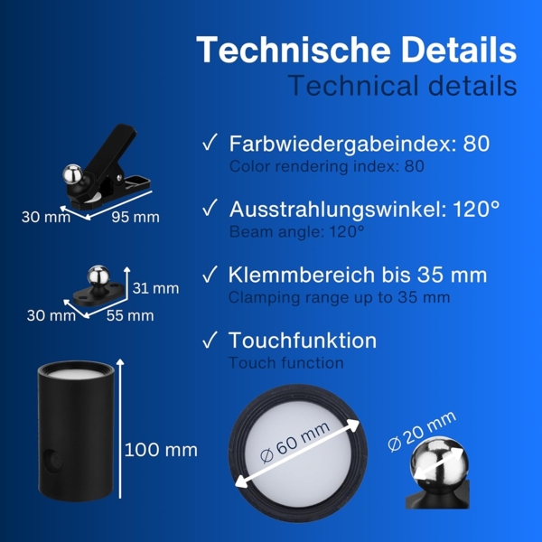 REV LED Wandleuchte innen SPARSET - 3x Wandlampe mit Akku, 120lm, dimmbar, 360° drehbar, kabellose Leselampe - ideal für Flur, Schlaf- & Wohnzimmer, schwarz Bild 6