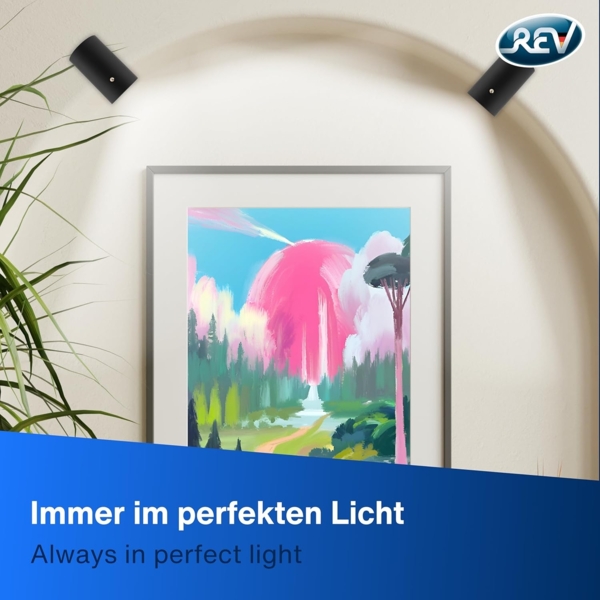 REV LED Wandleuchte innen SPARSET - 3x Wandlampe mit Akku, 120lm, dimmbar, 360° drehbar, kabellose Leselampe - ideal für Flur, Schlaf- & Wohnzimmer, schwarz Bild 11