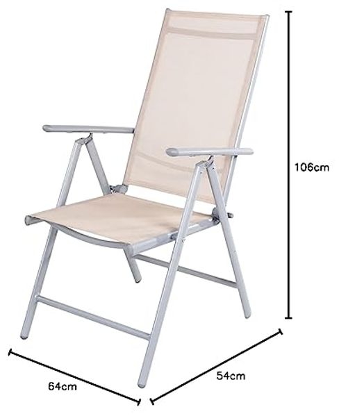 4er Set Garten Klappstuhl Aluminium - Textilen Silbergrau/Beige Bild 2