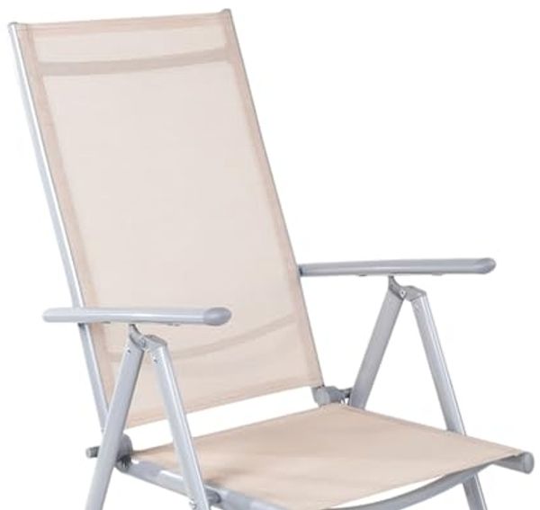4er Set Garten Klappstuhl Aluminium - Textilen Silbergrau/Beige Bild 6