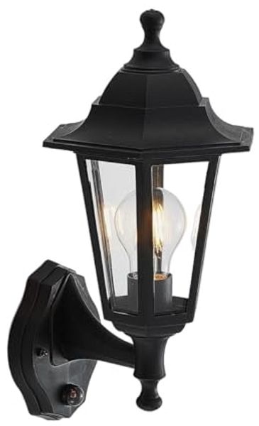 Lindby Außen-Wandleuchte Nane, Kunststoff Schwarz IP44mit Bewegungsmelder, 1 x 60 W