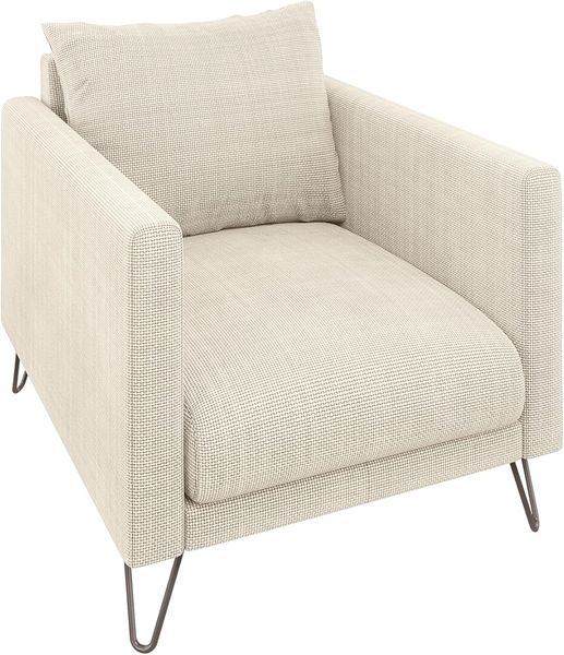 S-Style Möbel Sessel Harmony aus Chenille-Stoff mit Hohen Schwarzen Metallfüßen (1 x Sessel), mit Wellenfederung